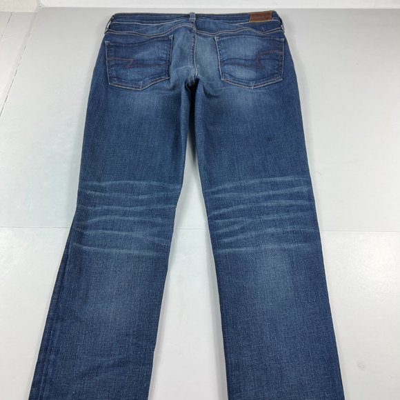 American Eagle Jean Women 8 Skinny Dark Blue Whisker Cone Stretch Denim USA Made - Picture 8 of 16
